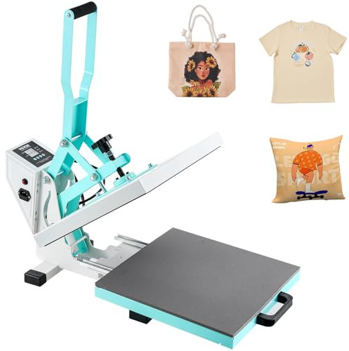 VEVOR Heat Press, 15 x 15 Digital Heat Press Machine, Slide Out Heat Transfer Machine, 2-Layer Insulation Cotton, Fast and Even Heating, Heat Transfer Machine for T-Shirts/Pillows/Bags, Green