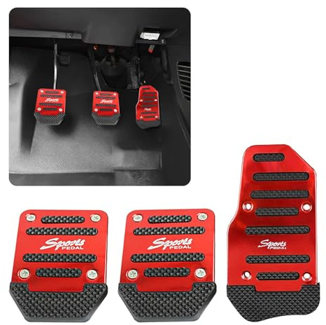 Auto-Fußpedale,Fußpedal Pedalkappen,Auto Pedale Abdeckung,Aluminium Auto Pedal Abdeckung,Rutschfeste Bremsfußpedale,Auto-Beschleuniger Gas Bremspedal Kupplungspedal,Auto Pedal Set,Rot