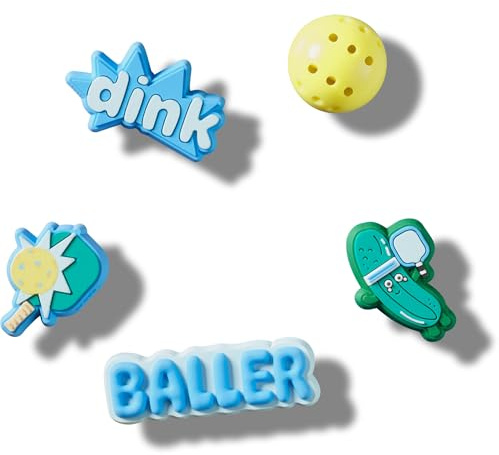 Crocs Pickle Ball Unisex-Charms, Schuhanhänger, mehrfarbig, Einheitsgröße, 5 Stück, mehrfarbig, Einheitsgröße
