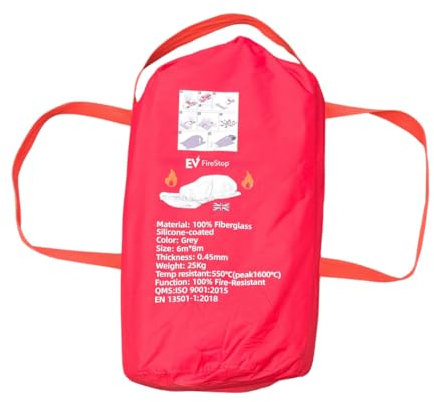 EV Fire Stop 6m x 8m Car Fire Blanket – Fire Suppression for EV & Combustion Vehicles, Ideal for Parking, Charging Stations, Businesses & Homes