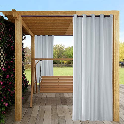 Rideau d'extérieur imperméable avec œillets pour porche, pergola, cabane, terrasse couverte, blanc, 137 x 213 cm