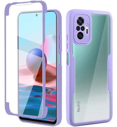 UPLAI Transparent Coque pour Xiaomi Redmi Note 10 Pro 4G, 360 Degrés Full Body Antichoc Qualité Militaire Housse avec Protège écran, Très Mince PC + TPU Bumper Étui. Violet