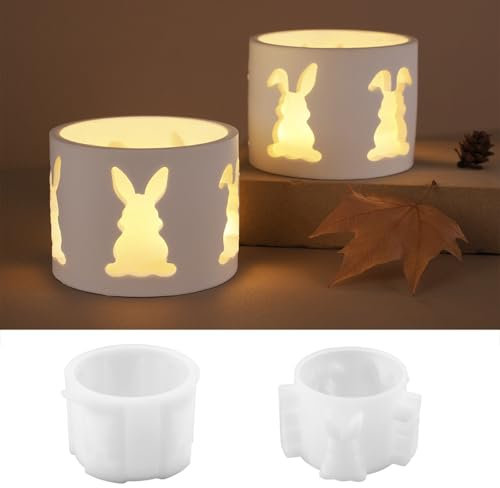 Xidmold Osterhase Teelicht Kerzenhalter Silikonformen Kaninchen Zylinder Kerzenleuchter Gießformen Ostern Hase Gips Zement Kerzenhalter Herstellung Werkzeuge
