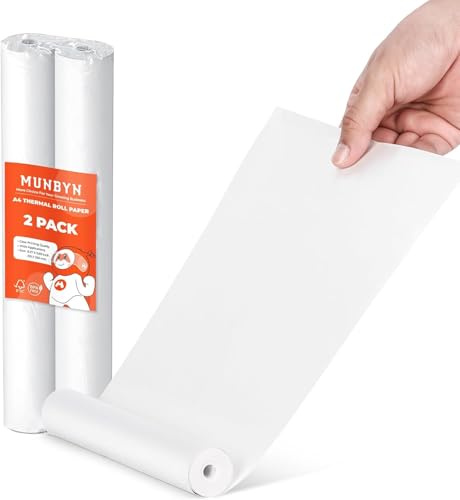 Double Dragon 2 Rollen A4 Thermodruckerpapier | 210x297mm (8,27 x 11,69) | Kompatibel mit Phomemo M08F, M832, M834, Q302, Brother, Munbyn (54 Blatt)