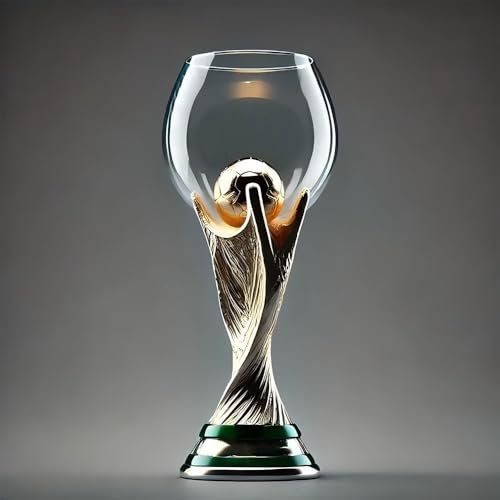 SIAMZYWV World Cup Trophy Wine Glasses, Football-Shaped 15.2oz Beer Glass, World Cup-Mug Gift for Dads, Boyfriends, Soccer Enthusiasts