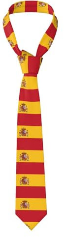 QPIPGER Corbata ajustada para hombre, diseño de bandera de España, corbata ajustada a la moda para boda, Negro, Taille unique
