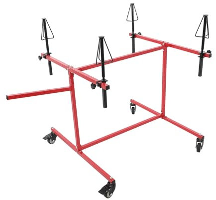 DCSYOG Felgenlackierständer mit 360° drehbaren Halterungen, Höhenverstellbar Lackierständer für Felgen, Felgen Lackierbock aus verzinktem Stahl (Rot)