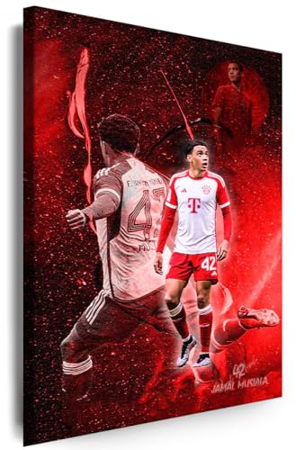 Myartstyle Leinwand Bilder Jamal Musiala Fußball Star Spieler Sport Modern Kunstdruck Wandbilder (60 x 80 cm)