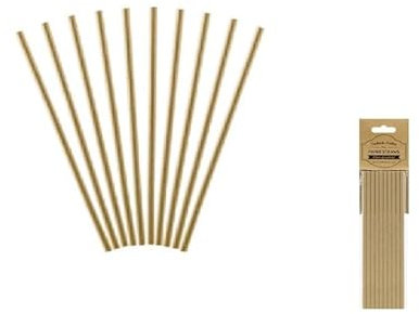 Lot de 6 - Lot de 10 pailles carton kraft nature 19. 5cm