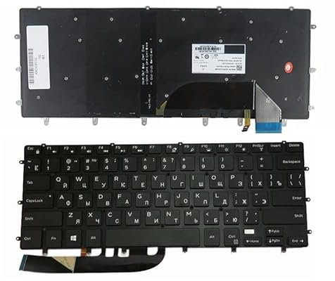 QMSOZMD Parti per Laptop RU/US/UK/FR/SP Nuova Tastiera retroilluminata for dell XPS 15 9550 9560 9570 5510 M5510 Russo DLM14L23SUJ442 0HPHGJ Nero Senza Cornice(FR)