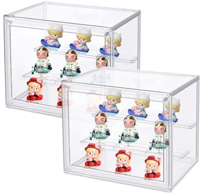Siyecioa Acryl Vitrine Schaukasten, Setzkasten mit Scheibe, Kleine Vitrine für Action Figuren, Spielzeug, Modellautos, MiniFiguren, Sammelfiguren, Aufbewahrung Multifunktional 27×17×21.5 (2PCS)