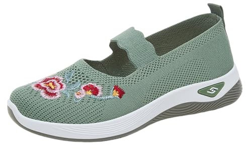 mesh Sneakers Women Slip on Trainers for Women Wide Fit Wedge Walking Sneakers Casual Fashion Non-Slip Walking Shoes Lightweight Low Top Lace Up Slip on Orthopedic Orthopedic Shoes Green 4.5