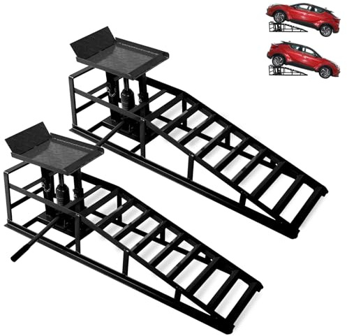 Rovibek 2 Pack Hydraulic Ramps for Cars 11000LBS 5T, 11.6–16.5 Adjustable