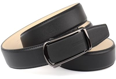 Anthoni Crown Ledergürtel Herren, Leder schwarz matt in Jutestoff-Prägung, mit Automatik Schnalle, ohne Löcher, bombiert, Breite 3,5 cm, modernes Design für Business & Freizeit, Modell 3RBD10