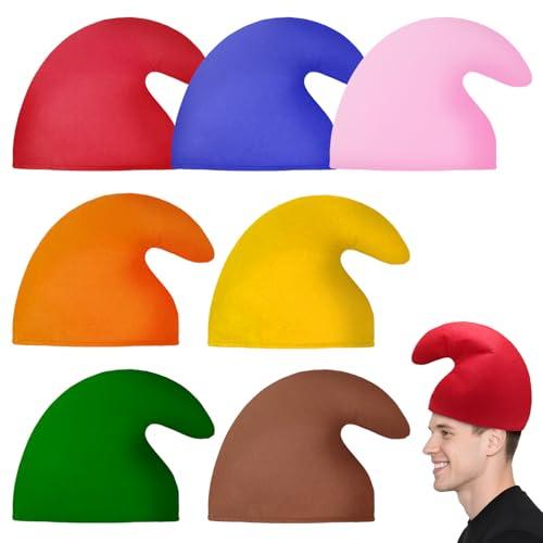 SZHUGEKI 7 Stück Zipfelmütze, Zwergenmütze, 29 × 62 cm,Universell | Aus Vliesstoff Gefertigt, Leicht und Bequem, Robust und Langlebig Sowie Farbenfroh,Geeignet für Halloween,Weihnachten