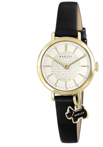RADLEY Selby Street Gold Plated Case Black Leather Strap Watch RY21904