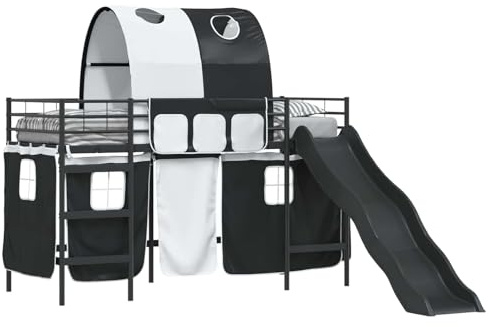 vidaXL Kinder-Etagenbett Schwarz 75 x 190 cm Metall, Hochbett für Kinder, Rechteckig, Modernes Design, Robuster Rahmen für Kinder, Spielstruktur, Abenteuer-Schlafzimmer-Einrichtung