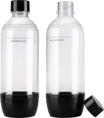 Rosenstein & Söhne Kompakter Wassersprudler: 2er-Set PET-Wasserflaschen für Soda-Wassersprudler WS-305.soda, je 1 l (Streamautomat, Getränke-Sprudler, Cocktail)