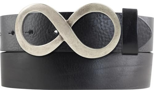 BELTINGER Gürtel aus Vollrindleder mit Unendlich-Schließe 4,0 cm | Ledergürtel mit Ewigkeit Buckle für Damen Herren 40mm | Leder-Gürtel mit Druckknöpfen 4cm