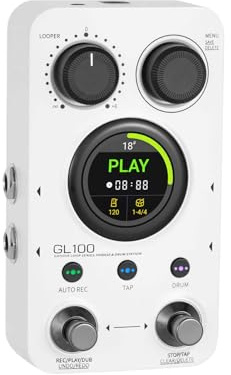 Btuty Looper Pedal Loop Pedal Drum Looper Gitarre 1,3 Zoll Touchscreen 100 Slots 300 Minuten Smart Band Technologie Drum Machine für E-Gitarre (EU-Stecker)