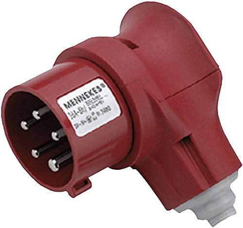 Mennekes 3980 1Stück (S) Anschluss von elektrischen Kabel Elektro Kabel Stecker – (Right-Angle, Rot, IP44, 1 Stück (S))