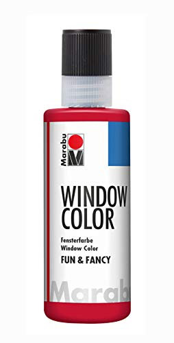 Marabu 04060004038 - Window Color fun & fancy, rubinrot 80 ml, Fensterfarbe auf Wasserbasis, ablösbar auf glatten Flächen wie Glas, Spiegel, Fliesen und Folie