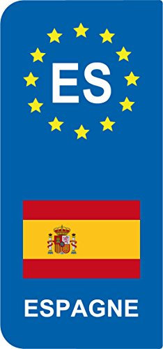 SAFIRMES 2 Stickers Style immatriculation Drapeau Espagne ES