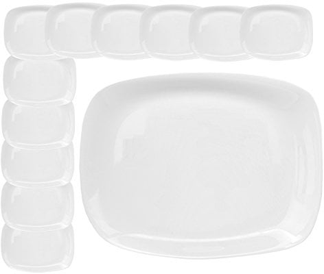 Bormioli Rocco Parma 12er Set Piatto Da Portata, 325 X 240 X 23 mm, piatto da portata in vetro opale bianco, rettangolare, Evergreen Elegante Design