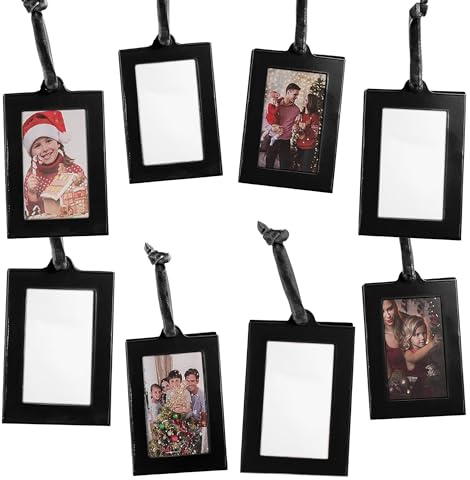 Klikel Hanging Picture Frame Ornaments - Set of 8 2x3 Black Hanging Photo Frame