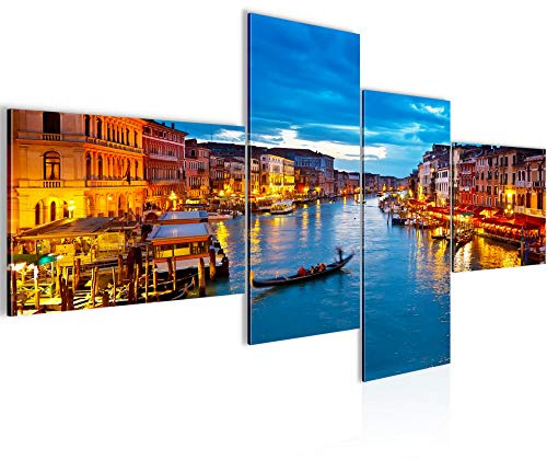 Runa Art Bild XXL 4 Teilig Venedig Italien 200 x 100 cm Kunstdruck auf Vlies Leinwand Wanddeko Wohnzimmer Schlafzimmer 604341a
