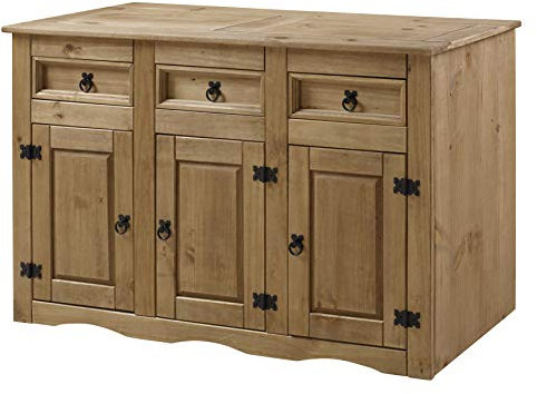 Sideboard Anrichte Kommode Mexico, Wohnzimmer, Kiefernholz gewachst, Antik