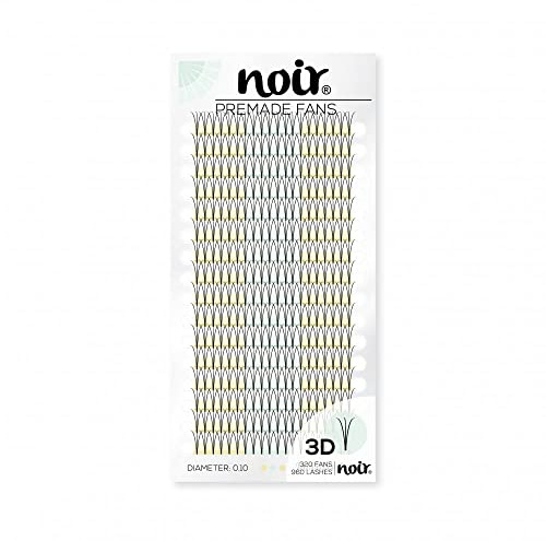 Noir Volume Lashes Pre Made Fan Eyelash Extensions 3D D curl 0.10 12mm Short Stem Russian Lashes