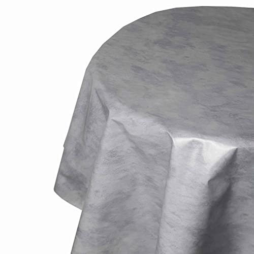 Wachstuch Leicht Marmoriert RUND OVAL Größe & Farbe wählbar Rund 80 cm Grau abwaschbare Tischdecke