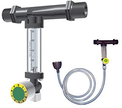 Inyector Venturi de fertilizante con llave dosificadora de precisión 50Ø 12mm. Caudal máximo de riego 12.000 litros/hora. Caudal máximo fertilizante 600 litros a 3 bar de presión. Rosca 1 macho