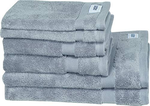 SCHÖNER WOHNEN Frottee Handtücher Set Grau 6teilig - 100% Baumwolle - Handtuch Set flauschig weich - saugstark - besteht aus 2 Duschtuch + 2 Handtücher + 2 Gästetücher - Frottiertücher Öko-Tex