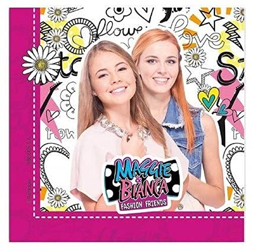 Procos 89960 Servietten Maggie & Bianca Fashion Friends, 20 Stück, pink, weiß