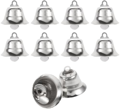 SUPVOX 20pcs Craft Jingle Bells - Mini Small Silver Wind Chimes - Vintage Metal Christmas DIY Craft Making