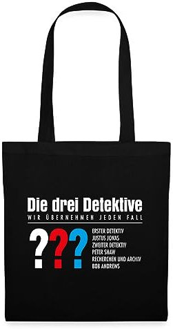 Spreadshirt Die Drei Fragezeichen Detektive Visitenkarte Einkaufstasche, One size, Schwarz