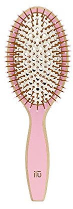 TB TOOLS FOR BEAUTY ILU BambooM Ökologische und Umweltfreundliche Entwirr Haarbürste aus Bambus, Entwirrbürste mit Belüftete Struktur und Ergonomischer Griff (Pink Flamingo - Oval)