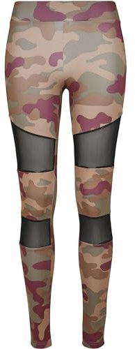 Urban Classics Damen Ladies Tech Mesh Leggings, Redwood camo, S