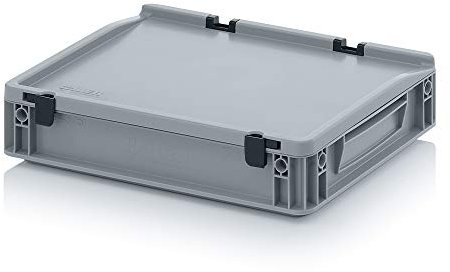 Auer Packaging Eurobehälter + Scharnierdeckel ED 43/75 HG, 5,2l Aufbewahrungsbox 40x30x9cm Industriebox Fleischbehälter Campingbox Vorratsbox verschließbar Transportbox Kunststoff