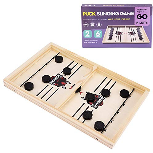 JOYUE Katapult Brettspiel, Fast Sling Puck Game Tragbares Eisball-Kampfspiel, Bouncing Hockey Brettspiel, Tisch Slingshot Brettspiel, Spiel Stoßstange Schach, Desktop-Spiel für Kinder & Eltern-Kind