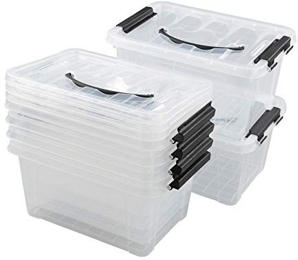 Farmoon 5L Plastic Lidded Storage Boxes, 6 Packs Clear Latching Container with Handle
