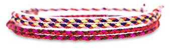 Made by Nami Surfer Fußband 2-er Set Damen & Herren - Dünnes Boho Hippie Fußkettchen geflochten- Handmade Strand Festival Accessoires - 100% Wasserfest & Verstellbar (Rot & Bunt)