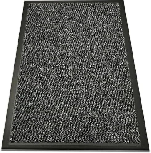 Large/Small Grey Barrier Mat Heavy Duty Indoor Outdoor Dirt Trapper Door Mat Non-Slip Entrance Rug Shoes Scraper Absorbent Carpet (40cm_x_60cm)