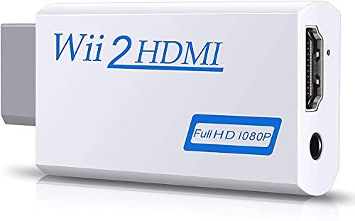 TFR Wii to HDMI Converter, convertisseur Adaptateur vidéo Full HD 1080P avec Audio 3,5 mm et Sortie HDMI, Prend en Charge Tous Les Modes d'affichage Wii -Blanc