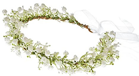 Yili Maizi Copricapo artificiale verde per bambini, corona di eucalipto, aureola, corona floreale per matrimonio, fascia per foto (08 bianco)