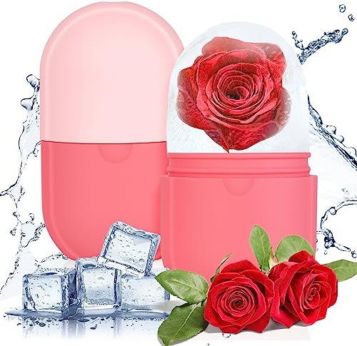 ACWOO Ice Roller, Silikon Facial Eisroller, Gesicht Auge Körper Massage Massagegerät, GesichtGesichtsmassage, Anti-Aging Falten Straffen Dunkle Ringe Gesicht Straffung (Rosa)