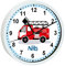 CreaDesign, Wanduhr Kinder personalisiert mit Name, Motiv Feuerwehr Drehleiter, Rahmen Wanduhr weiß, Ø 19,5 cm