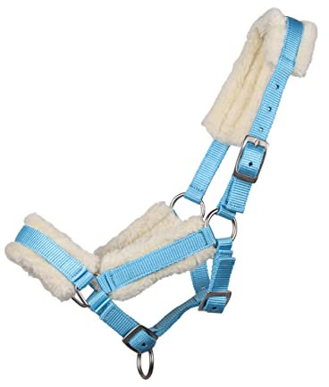 ARBO-INOX Fohlenhalfter mit Kunstfell Halfter 3-Fach verstellbar (Pony Fohlen, Hellblau)
